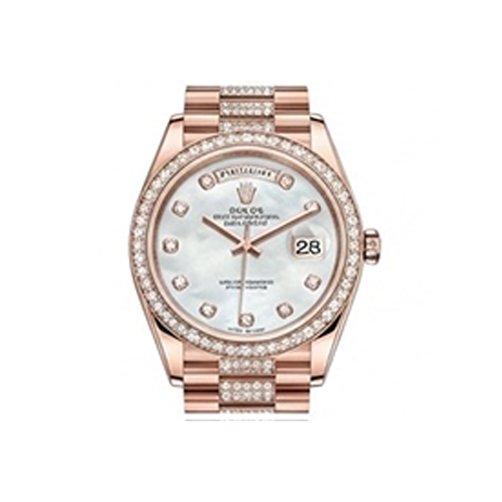 デイデイト 36 128345RBR ホワイトシェル 10Pダイヤ ダイヤモンド入りプレジデントブレス