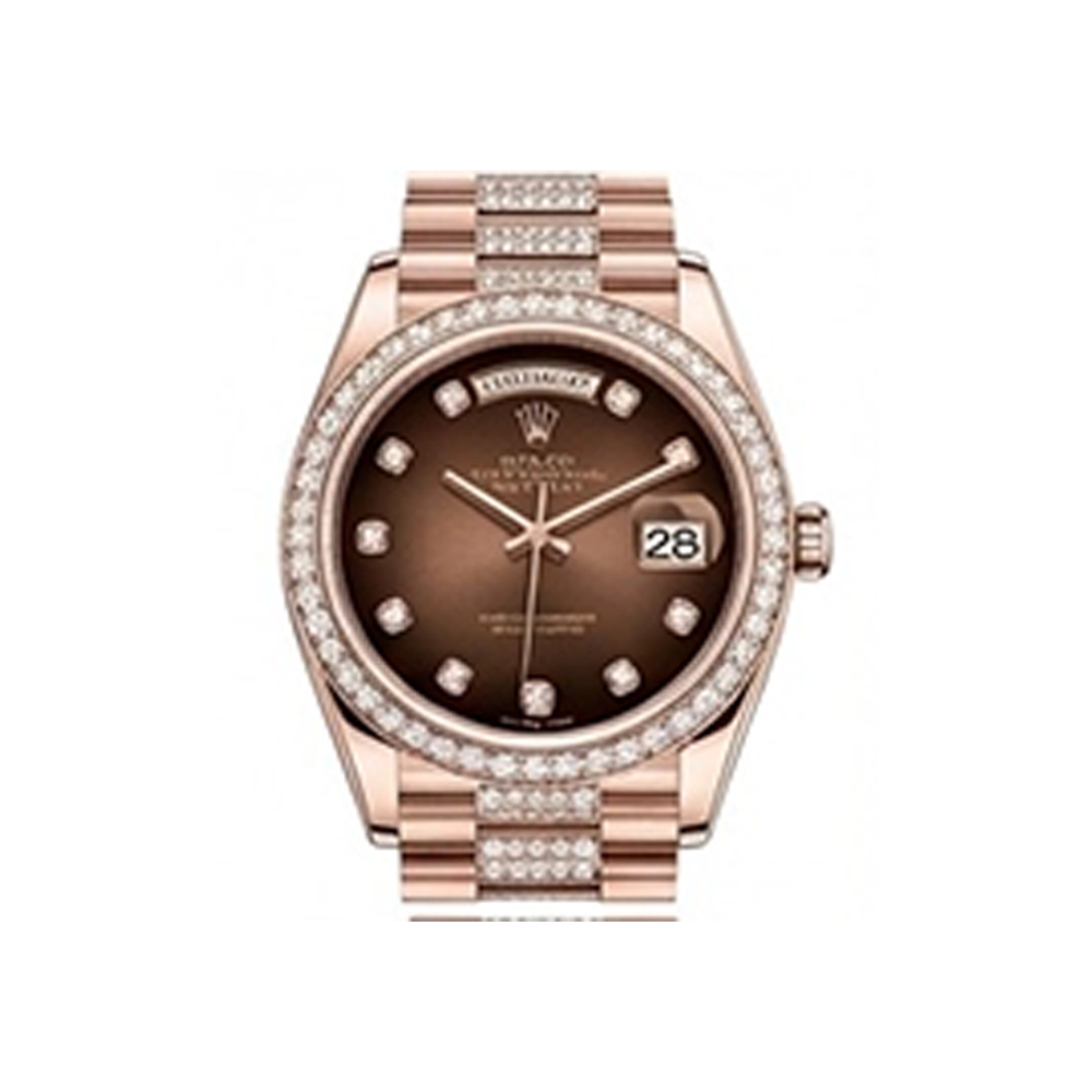 デイデイト 36 128345RBRブラウンオンブレ 10Pダイヤ ダイヤモンド入りプレジデントブレス