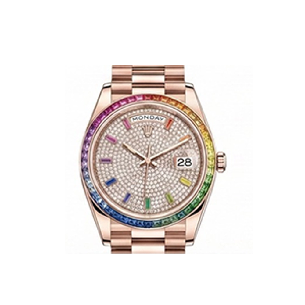 デイデイト 36 128235A パヴェダイヤ パヴェダイヤレインボーサファイア プレジデントブレス