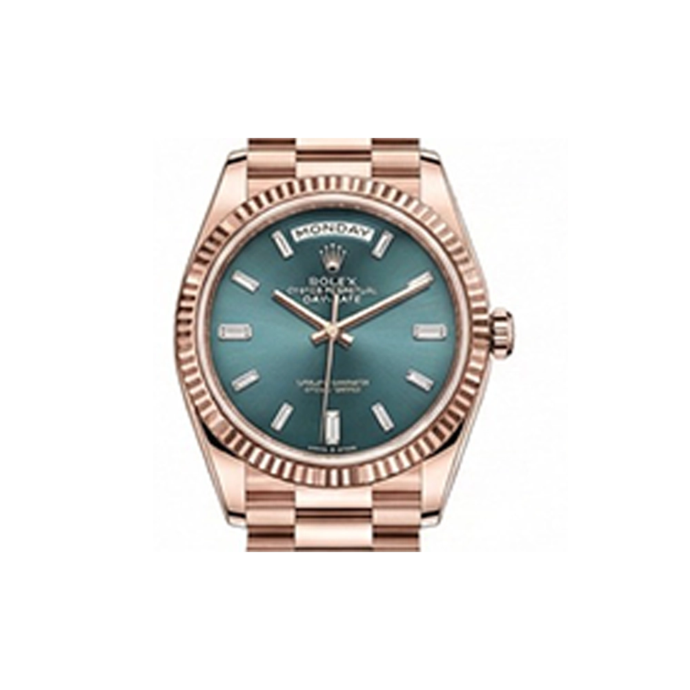 デイデイト 36 128235A ブルーグリーン バゲットダイヤ プレジデントブレスレット