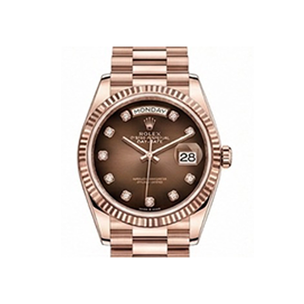 デイデイト 36 128235 ブラウンオンブレ 10Pダイヤ プレジデントブレスレット