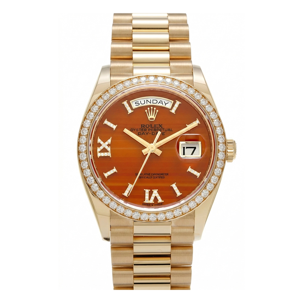 デイデイト 36 128398TBR パヴェダイヤレインボーサファイア ダイヤモンド入りプレジデントブレス