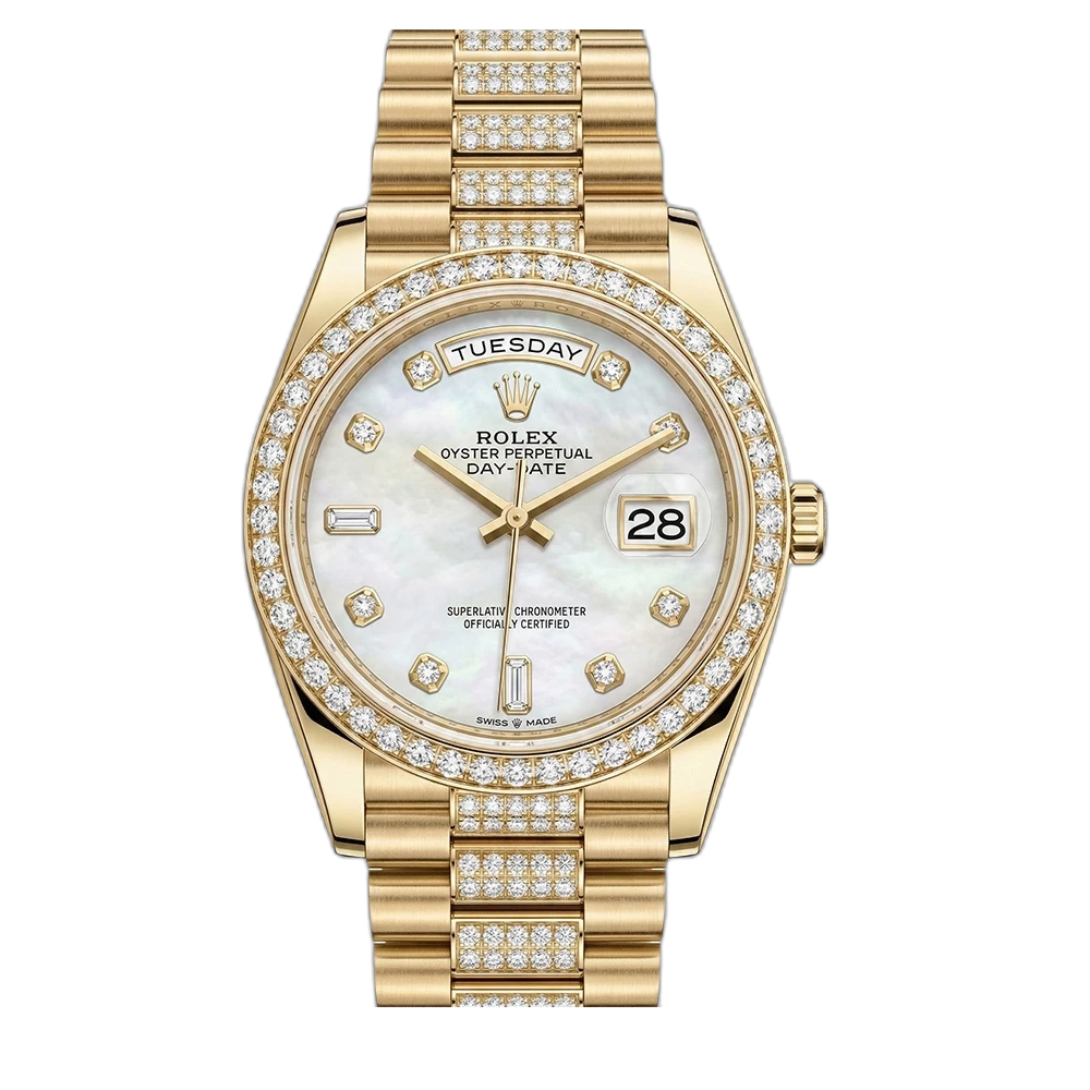 デイデイト 36 128398TBR ホワイトシェル 10P ダイヤモンド入りプレジデントブレス