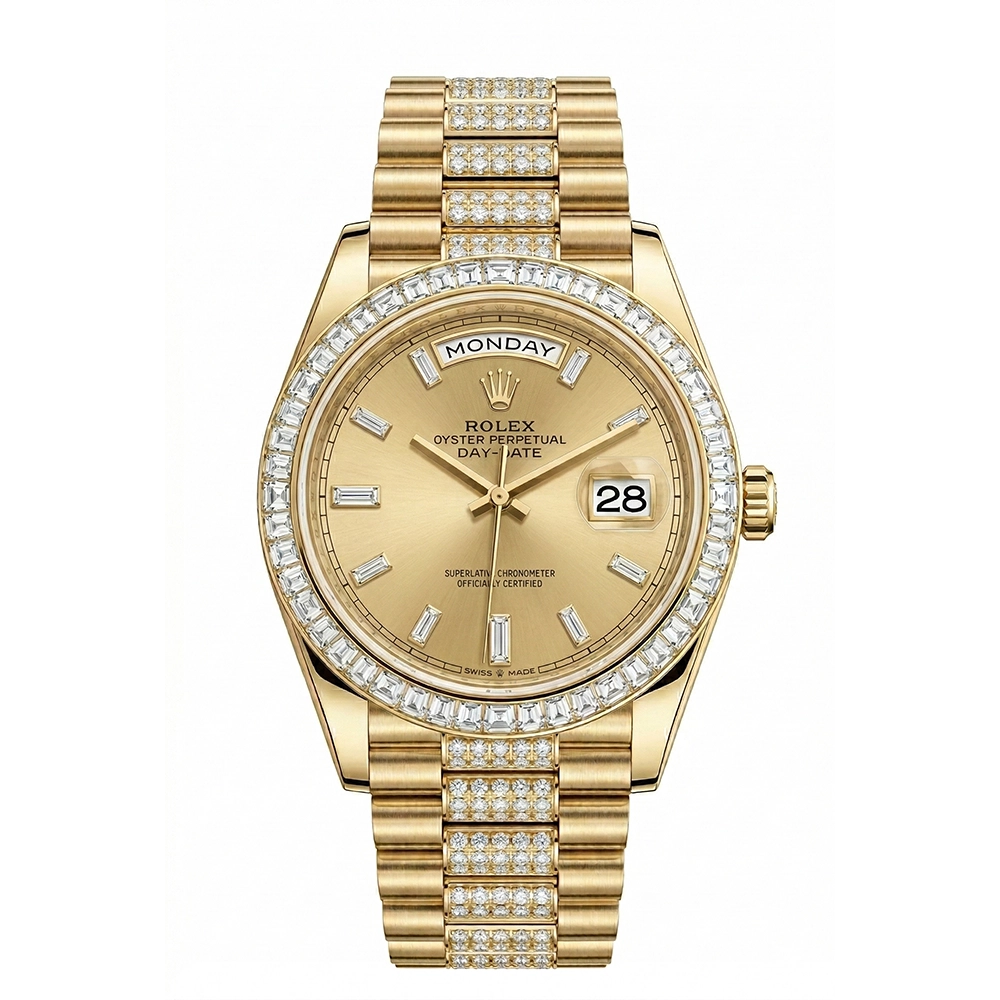 デイデイト 36 128398TBR シャンパン バゲットダイヤ ダイヤモンド入りプレジデントブレス