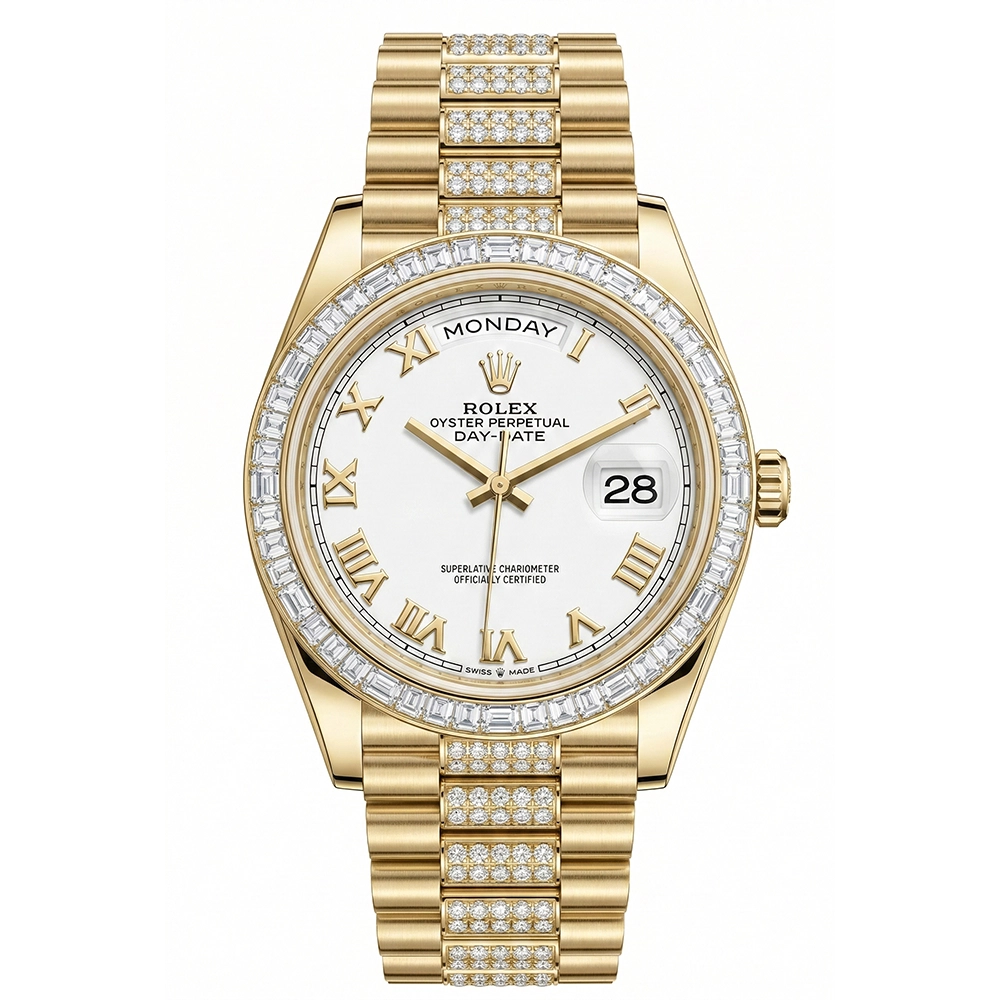 デイデイト 36 128398TBR ホワイトローマン ダイヤモンド入りプレジデントブレス