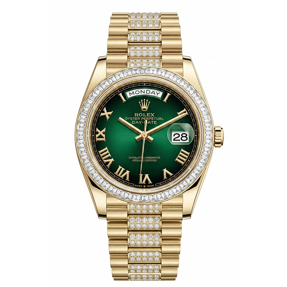 デイデイト 36 128398TBR グリーンオンブレ ローマン ダイヤモンド入りプレジデントブレス