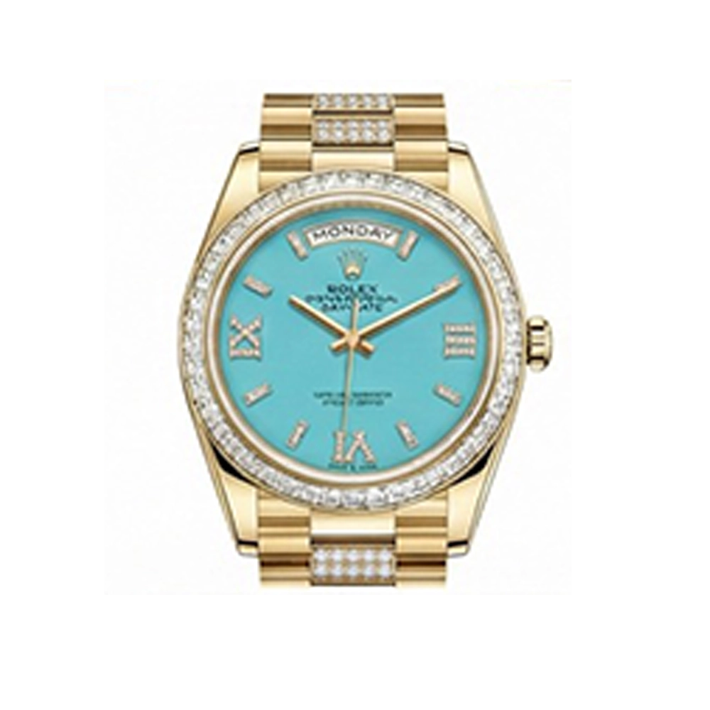 デイデイト 36 128348RBR ターコイズ VI/IXダイヤ ダイヤモンド入りプレジデントブレス