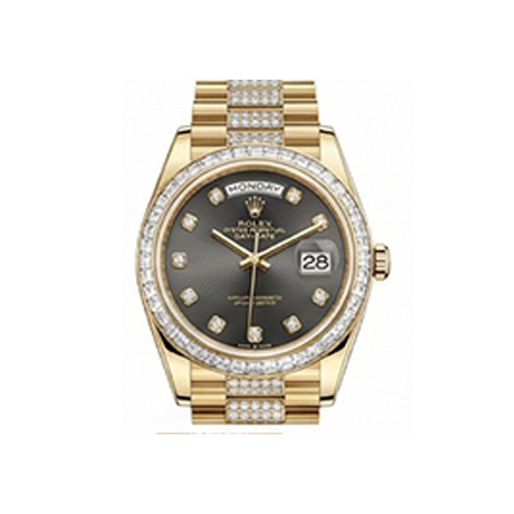 デイデイト 36 128348RBR ダークグレー10Pダイヤ ダイヤモンド入りプレジデントブレス