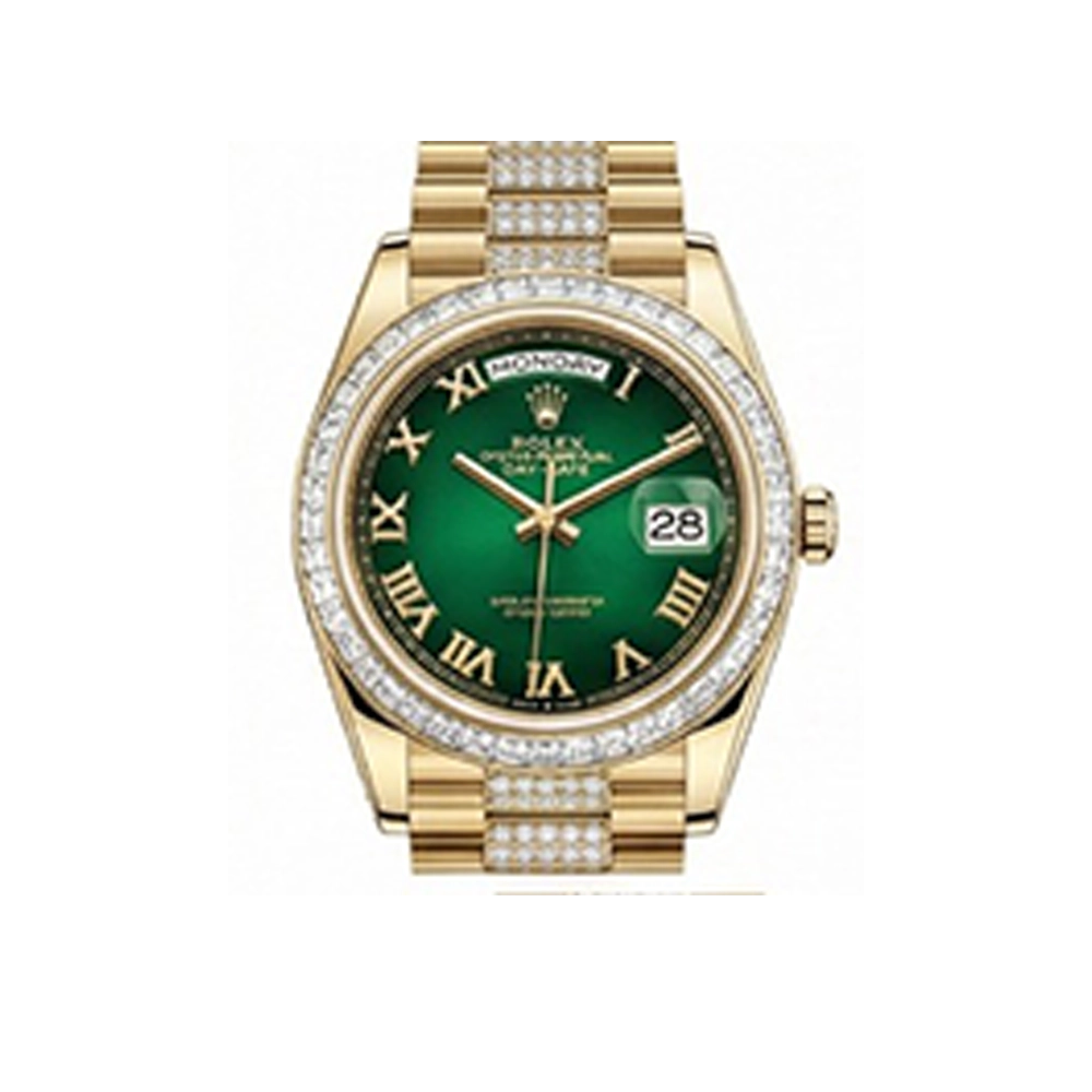 デイデイト 36 128348RBR グリーンオンブレ ローマン ダイヤモンド入りプレジデントブレス