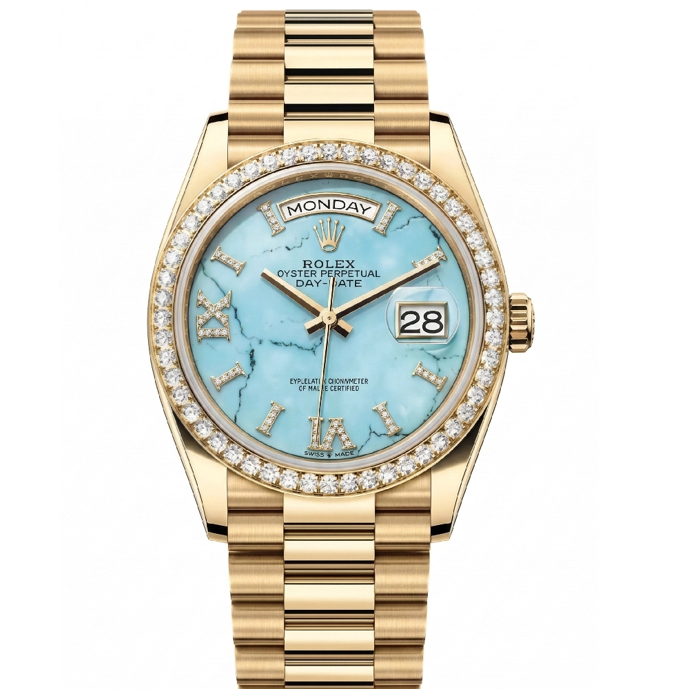 デイデイト 36 128348RBR ターコイズ VI/IXダイヤ プレジデントブレスレット