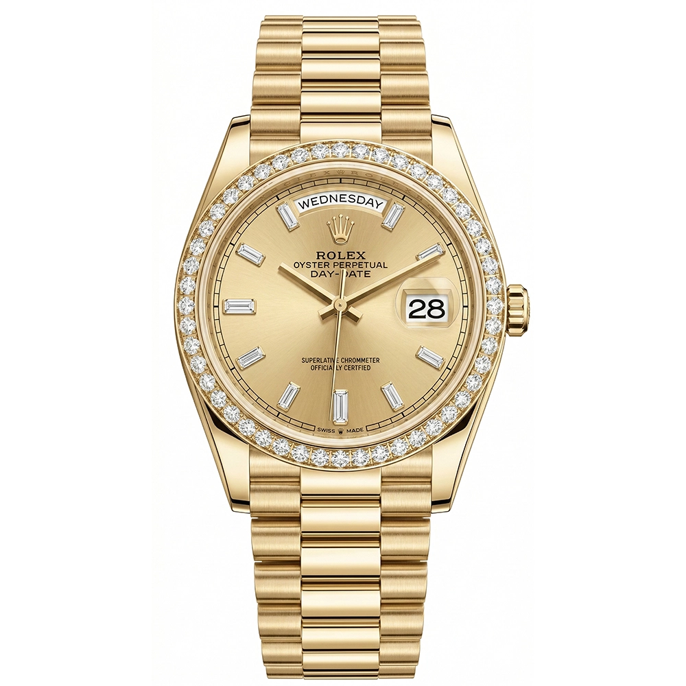 デイデイト 36 128348RBR シャンパン バゲットダイヤ プレジデントブレス