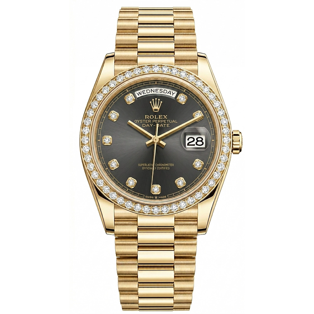 デイデイト 36 128348RBR ダークグレー10Pダイヤ プレジデントブレスレット