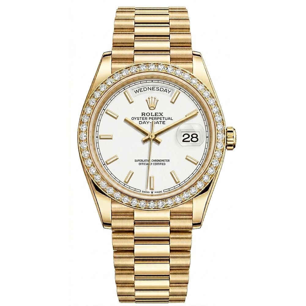 デイデイト 36 128348RBR ホワイト バーインデックス プレジデントブレス