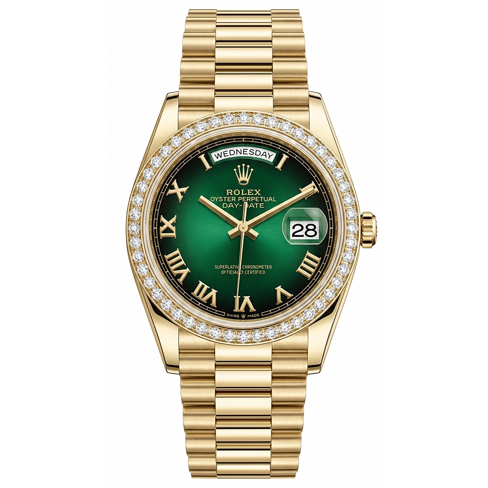 デイデイト 36 128348RBR グリーンオンブレ ローマン プレジデントブレス