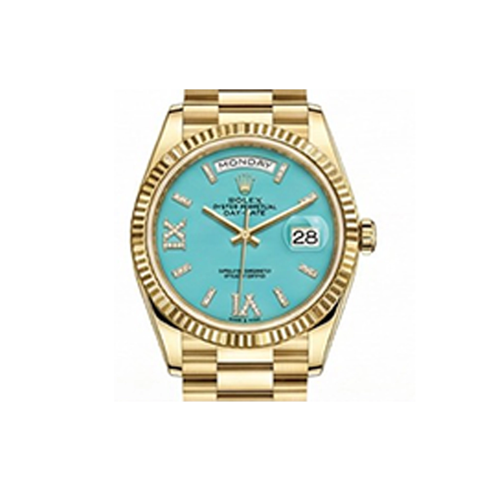 デイデイト 36 128238 ターコイズ VI/IXダイヤ プレジデントブレス