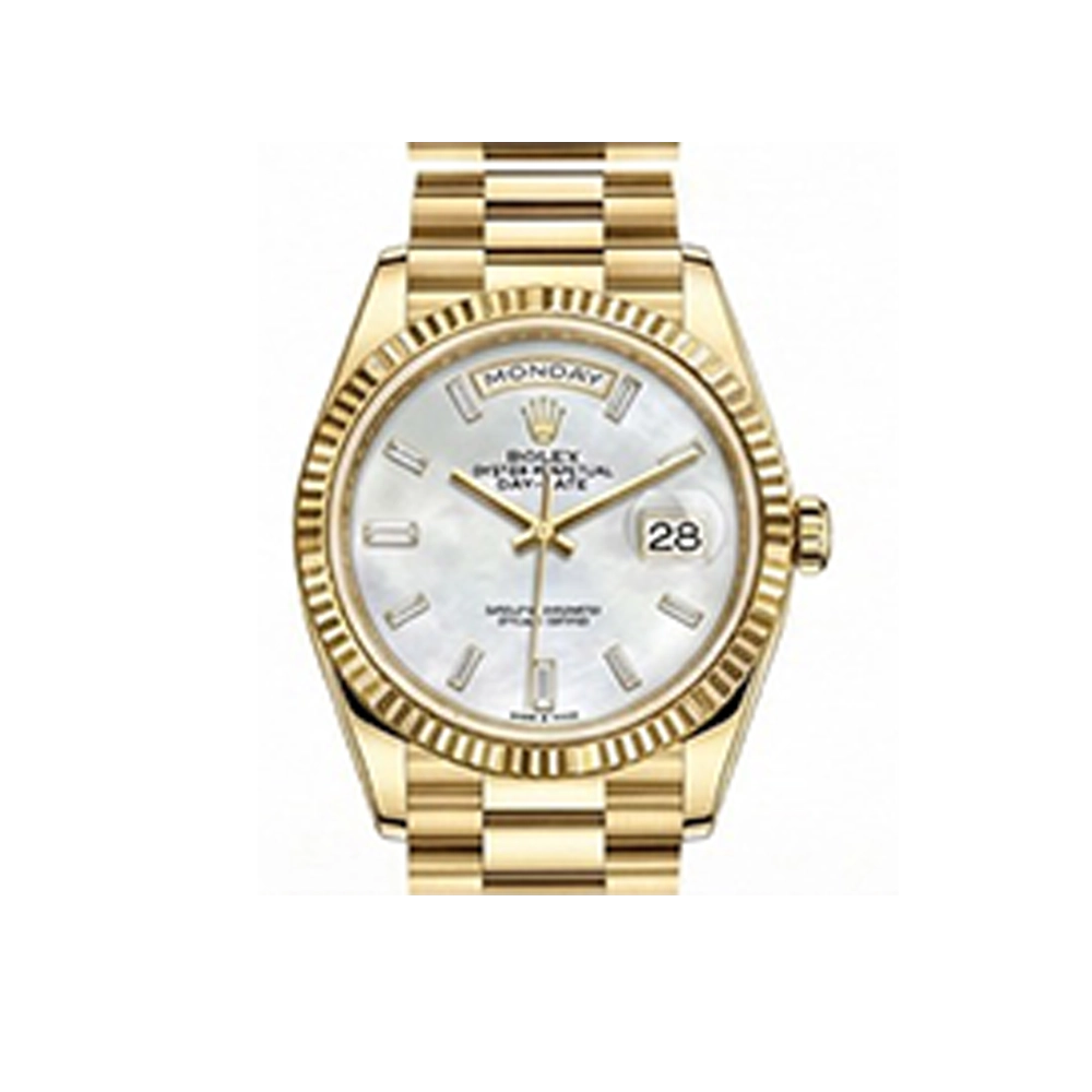 デイデイト 36 128238A ホワイトシェル バゲットダイヤ プレジデントブレス