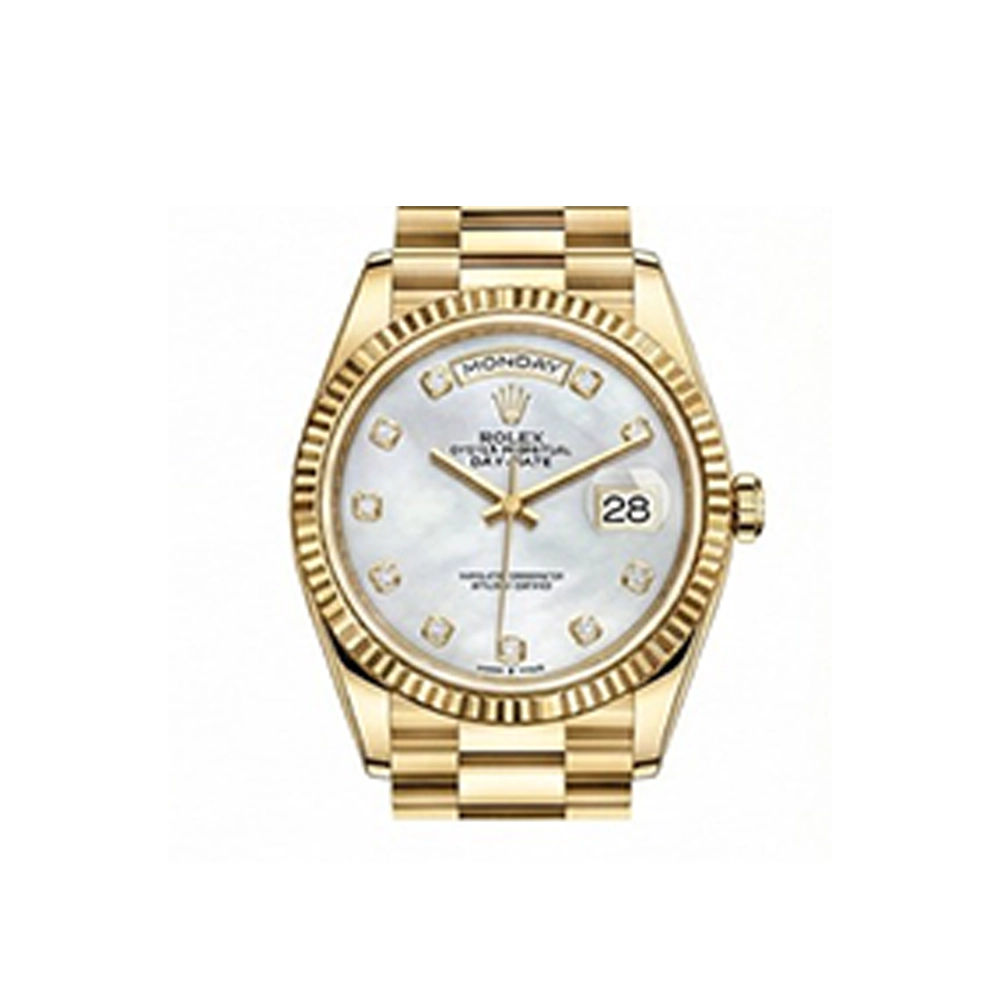 デイデイト 36 128238 ホワイトシェル 10Pダイヤプレジデントブレス