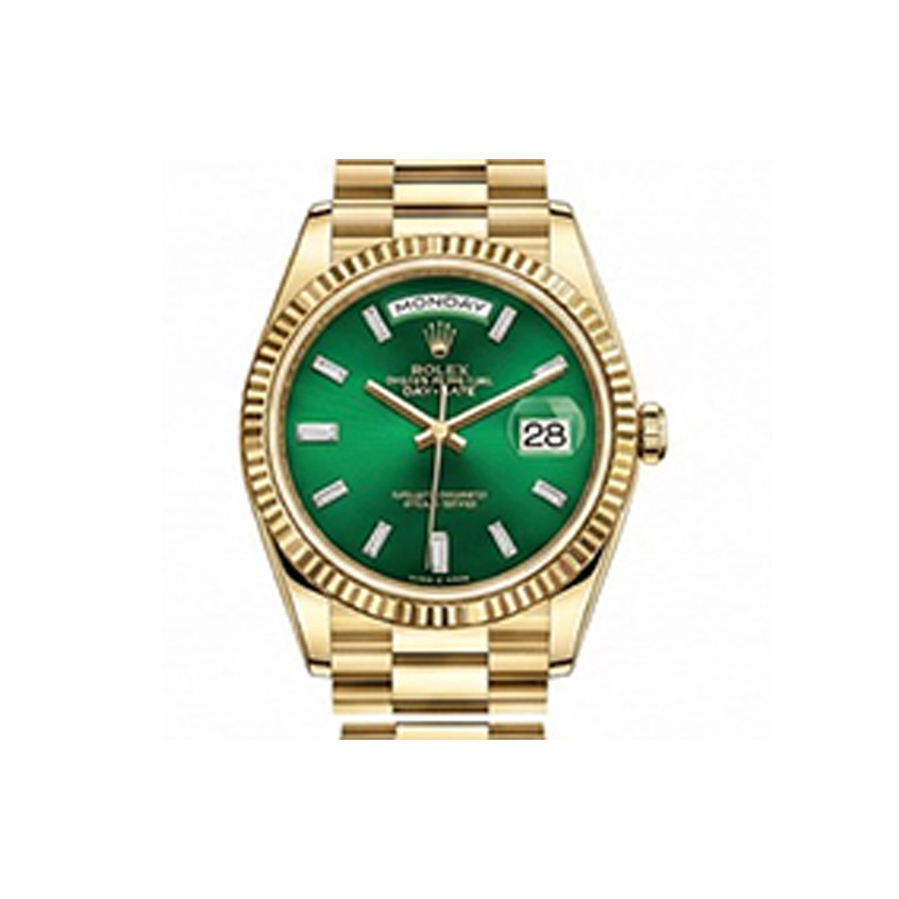 デイデイト 36 128238A ブライトグリーン バゲットダイヤ プレジデントブレス