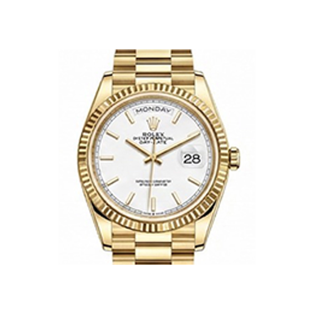 デイデイト 36 128238 ホワイト バーインデックス プレジデントブレス