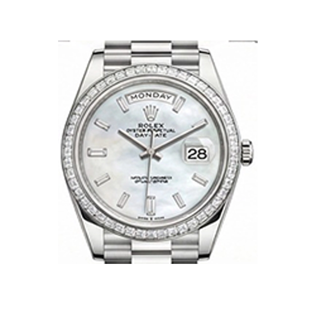 デイデイト 40 228396TBR ホワイトシェル10Pバゲットダイヤ プレジデントブレス