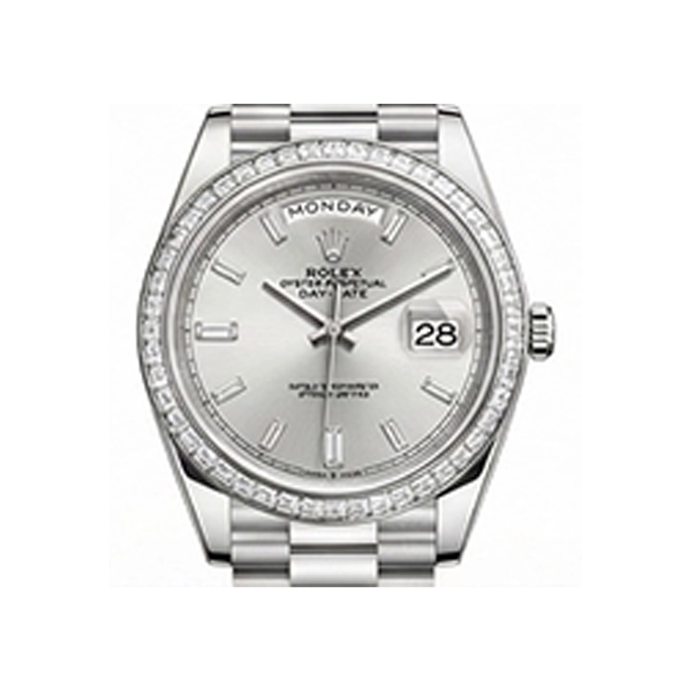 デイデイト 40 228396TBRシルバー10Pバゲットダイヤ プレジデントブレス