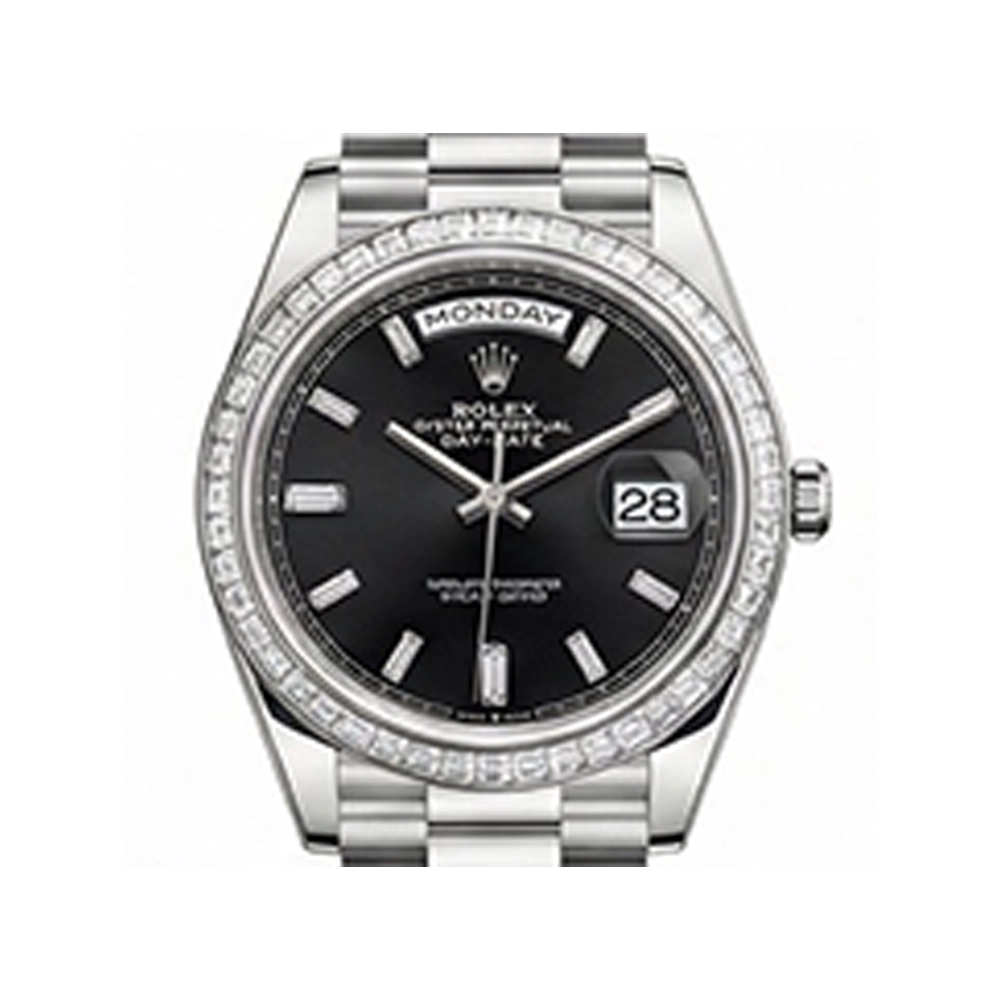 デイデイト 40 228396TBR ブラック 10Pバゲットダイヤ プレジデントブレス