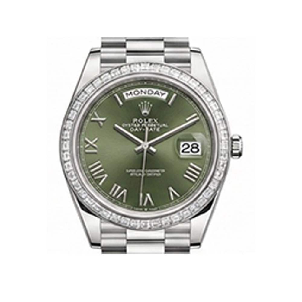 デイデイト 40 228396TBRオリーブグリーンローマンプレジデントブレス