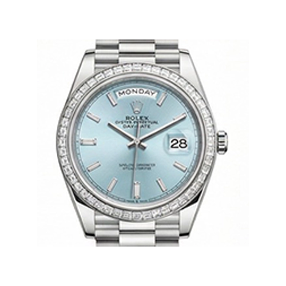 デイデイト 40 228396TBRアイスブルー バーインデックス プレジデントブレス