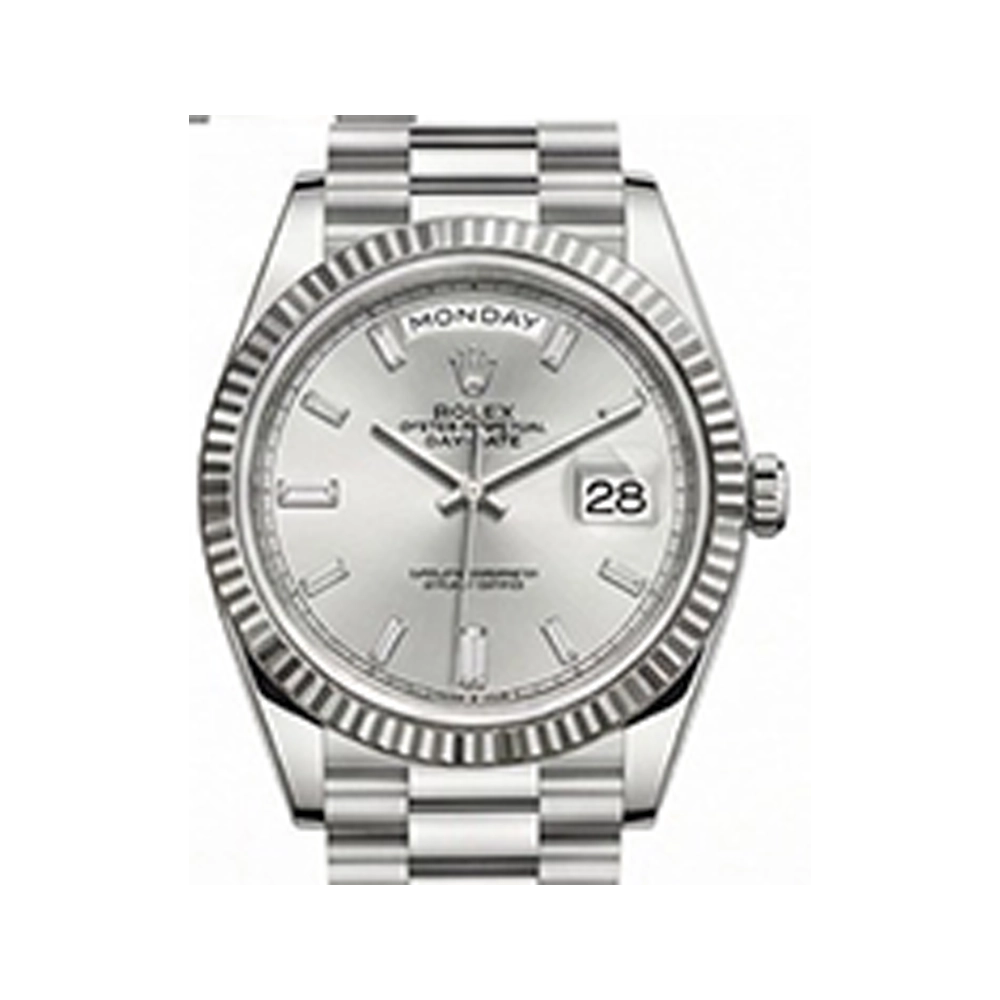 デイデイト 40 228236シルバー10Pバゲットダイヤ プレジデントブレス