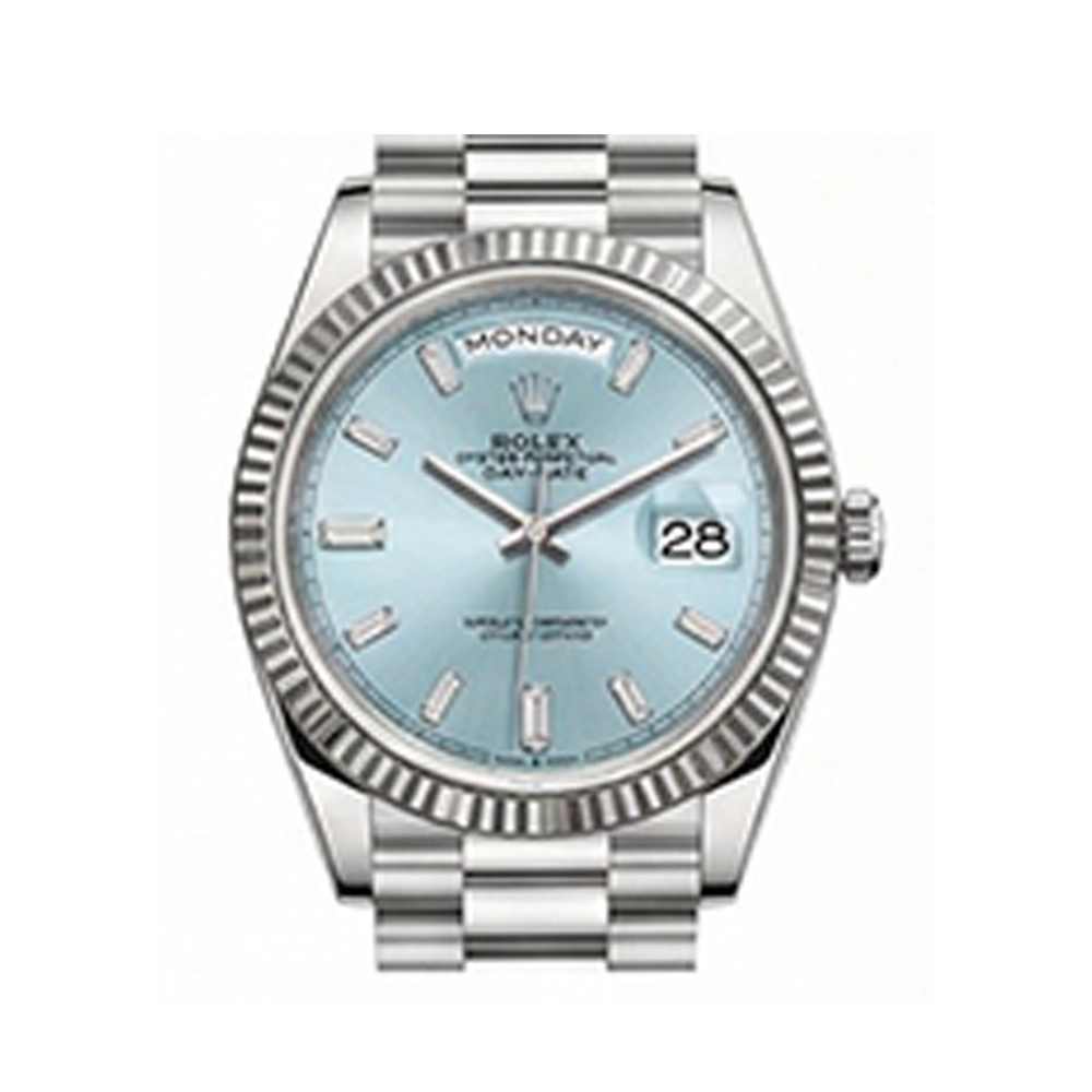 デイデイト 40 228236 アイスブルー 10Pバゲットダイヤ プレジデントブレス