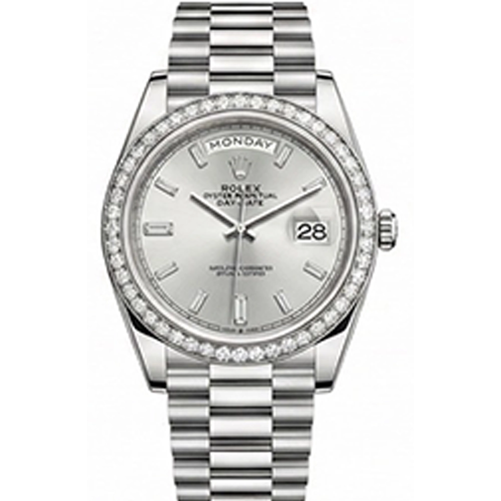 デイデイト 40 228349RBR シルバー10Pバゲットダイヤ プレジデントブレスレット