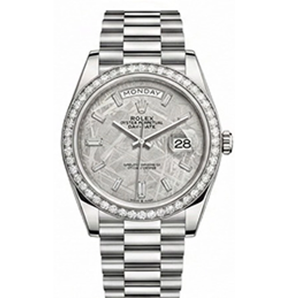 デイデイト 40 228349RBRメテオライト 10Pバゲットダイヤ プレジデントブレス