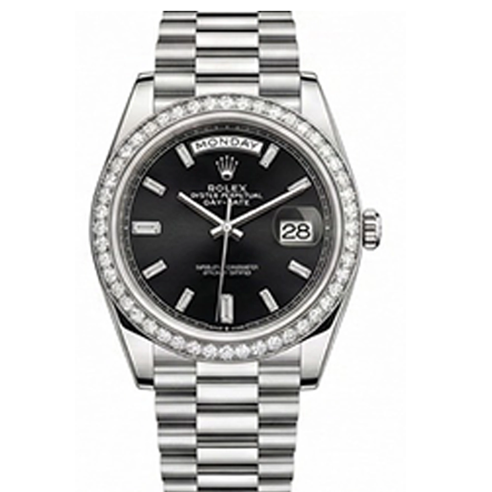 デイデイト 40 228349RBR ブラック 10Pバゲットダイヤ プレジデントブレス