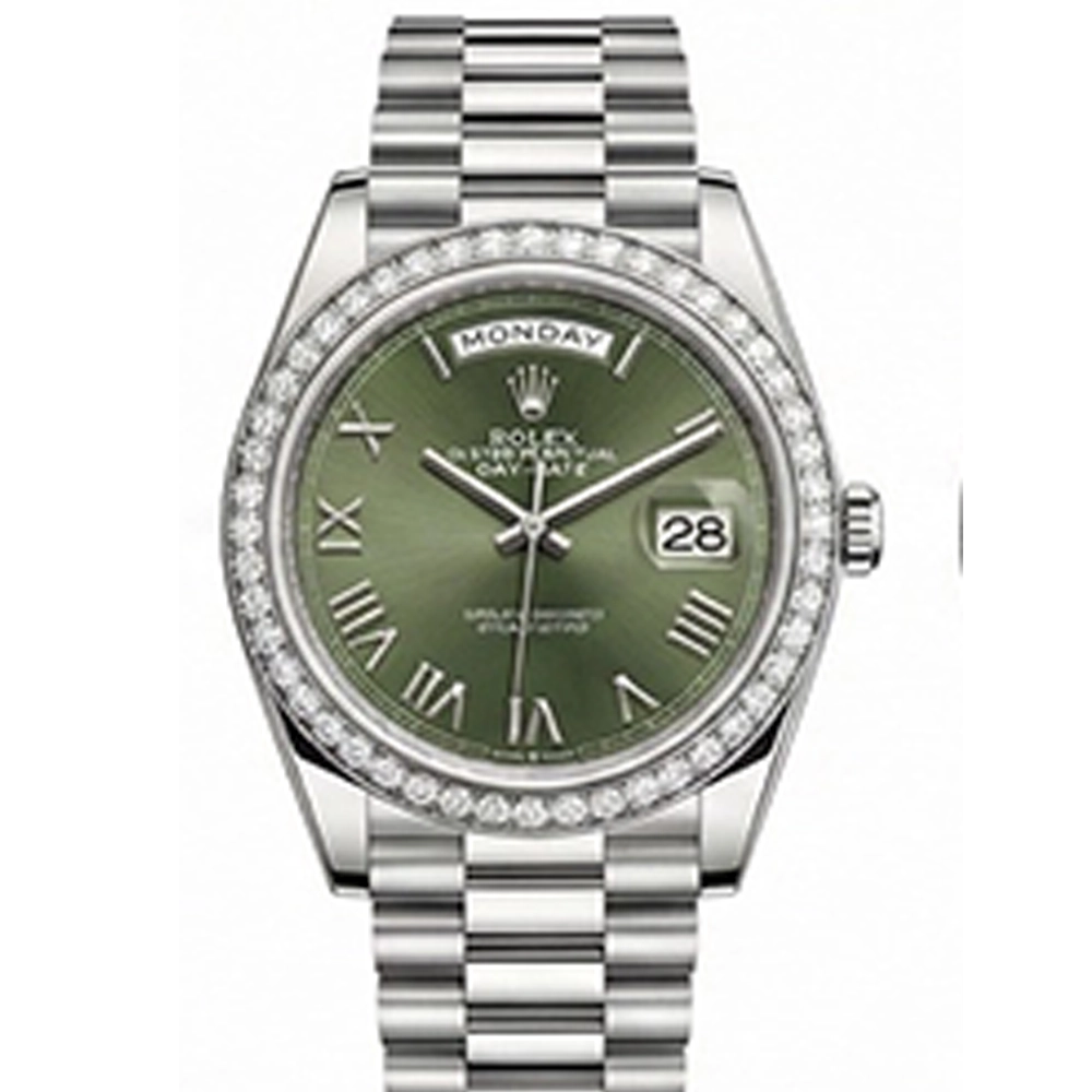 デイデイト 40 228349RBRオリーブグリーンローマン プレジデントブレス