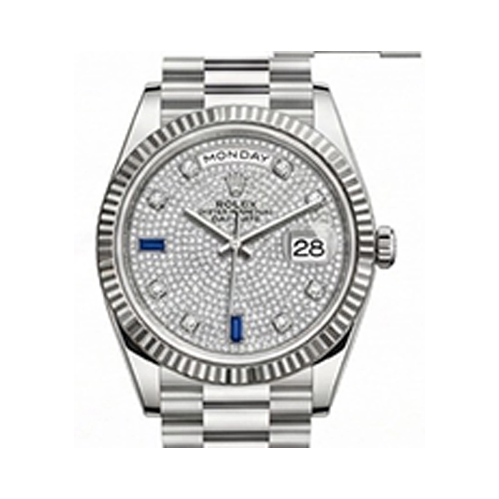 デイデイト 40 228239A パヴェダイヤ 8Pダイヤ/2Pサファイア バゲットダイヤ プレジデントブレス