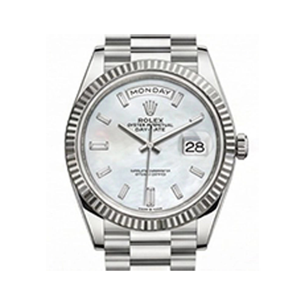 デイデイト 40 228239A ホワイトシェル 10Pバゲットダイヤ プレジデントブレスレット