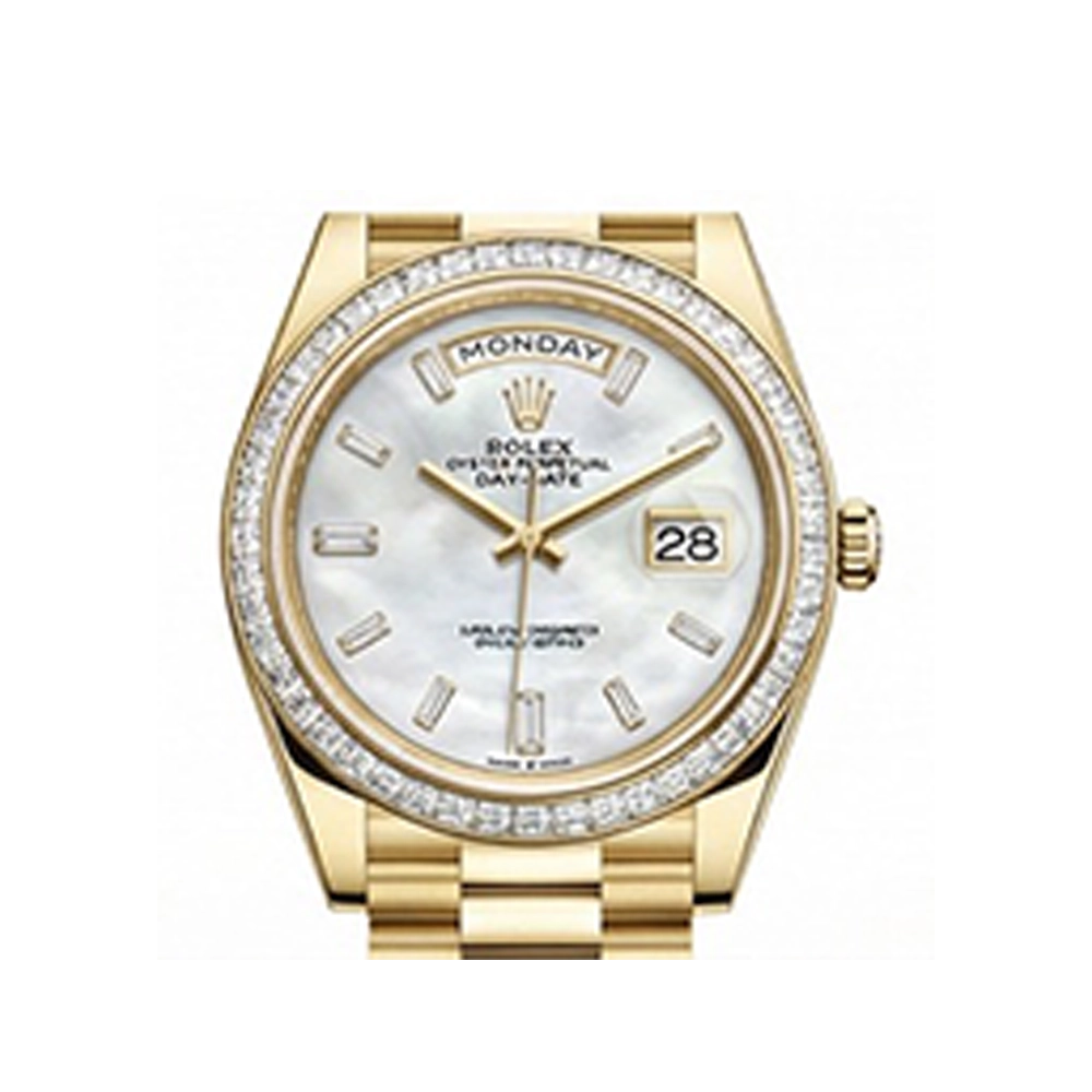 デイデイト 40 228398TBR ホワイトシェル 10Pバゲットダイヤ プレジデントブレス