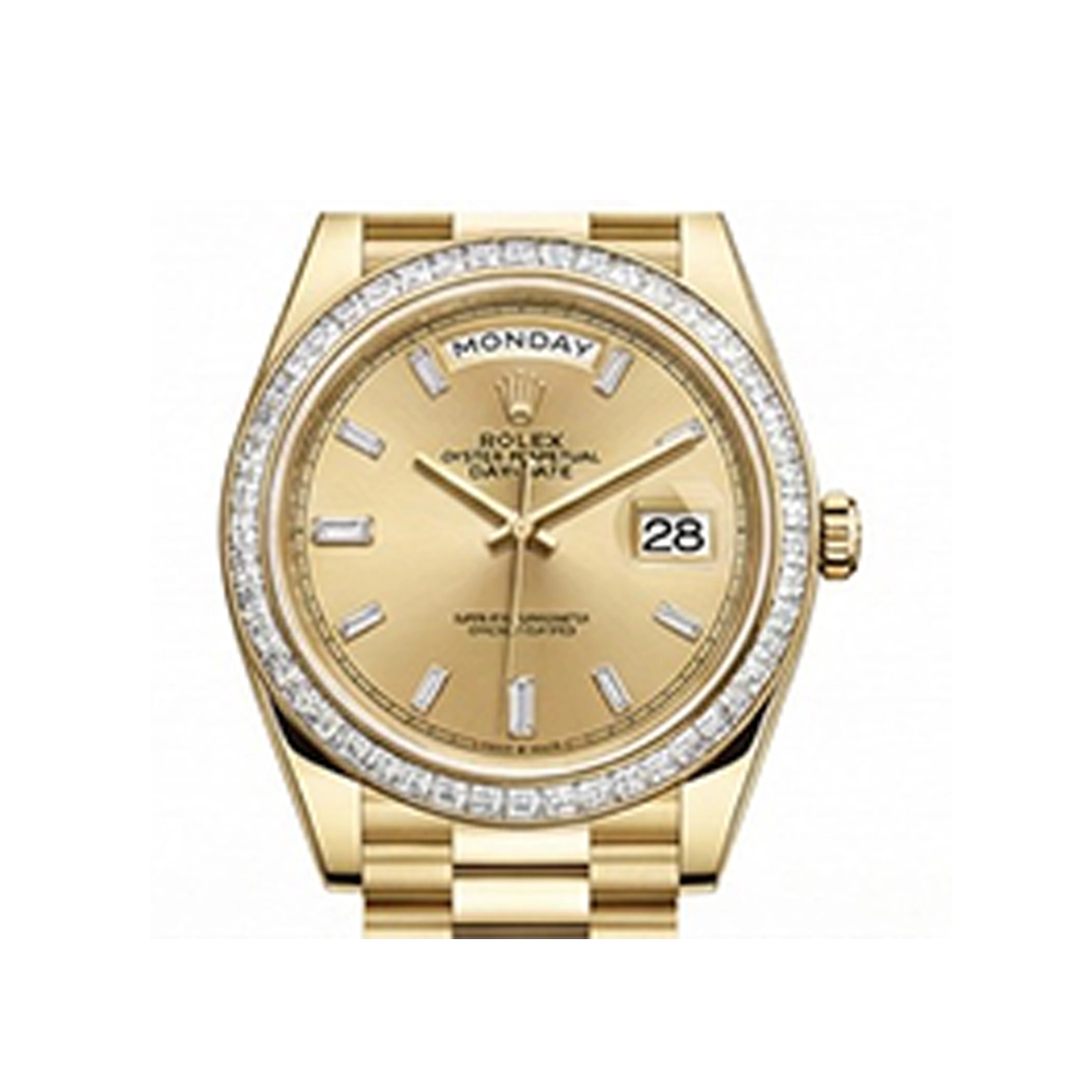 デイデイト 40 228398TBR シャンパン 10Pバゲットダイヤ プレジデントブレス