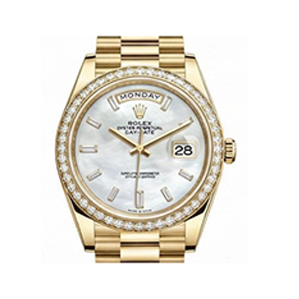 デイデイト 40 228343RBR ホワイトシェル 10Pバゲットダイヤ プレジデントブレス