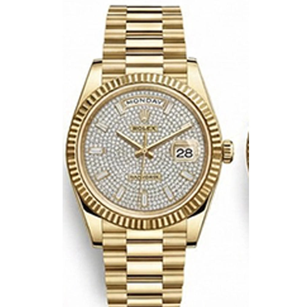 デイデイト 40 228238A パヴェ10Pバゲットダイヤインデックス プレジデントブレス