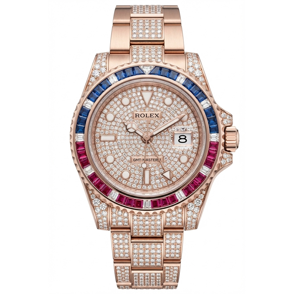 GMTマスターII 126755SARU パヴェダイヤ オイスターブレスレットダイヤ付き
