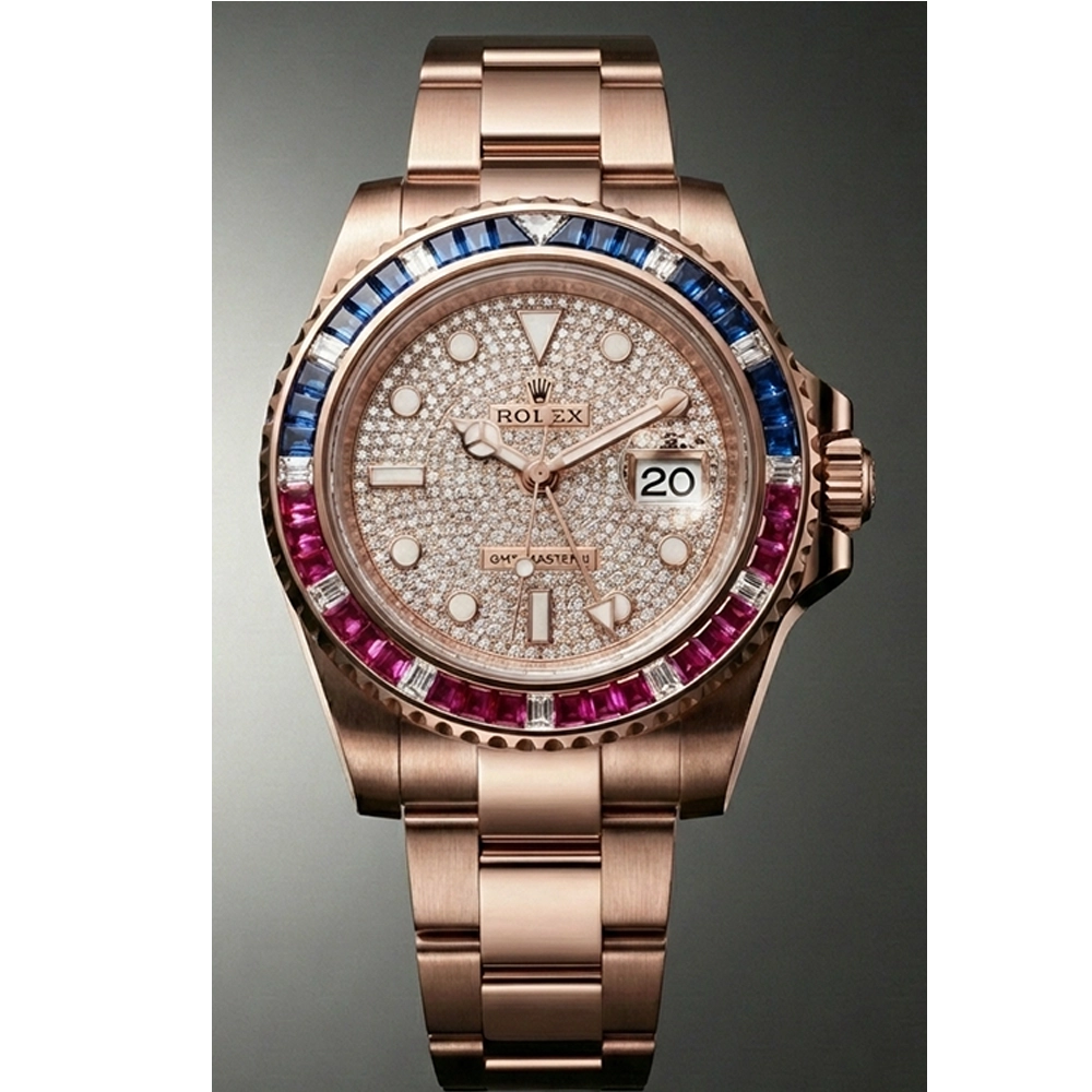 GMTマスターII 126755SARU パヴェダイヤ オイスターブレスレット