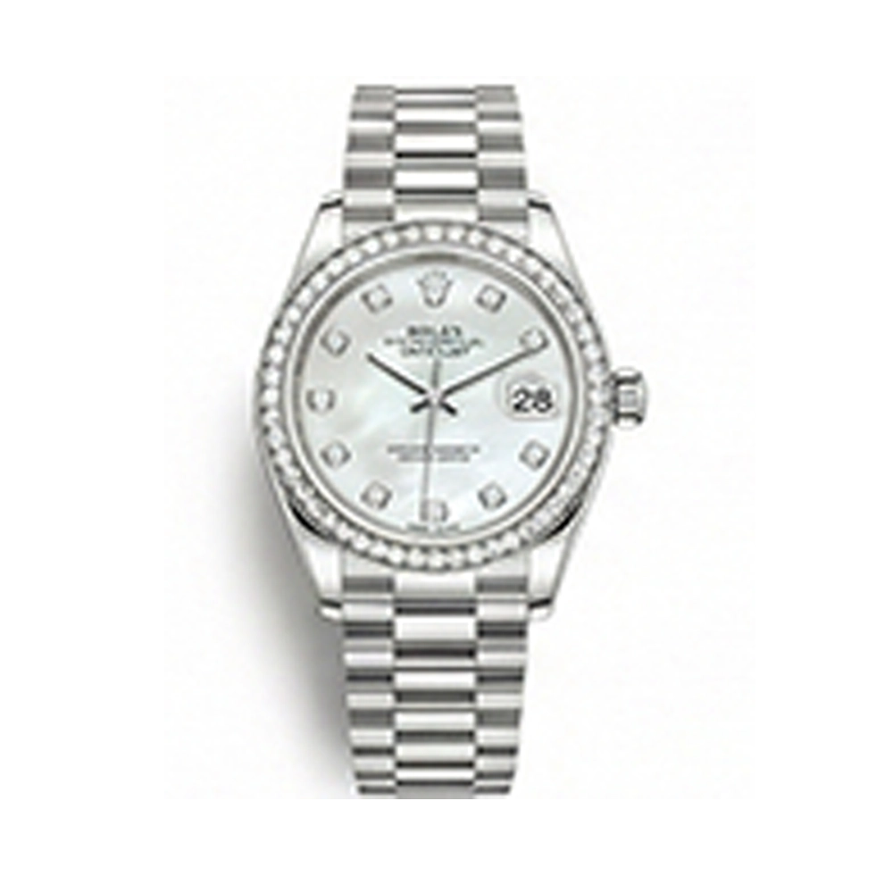 レディ デイトジャスト 28 279139RBRNG ホワイトシェル 10Pダイヤ プレジデントブレス