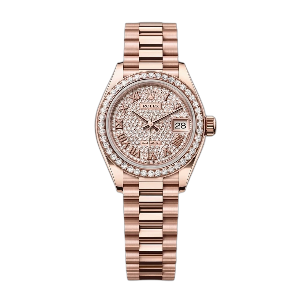 レディ デイトジャスト 28 279135RBR パヴェダイヤ プレジデントブレス