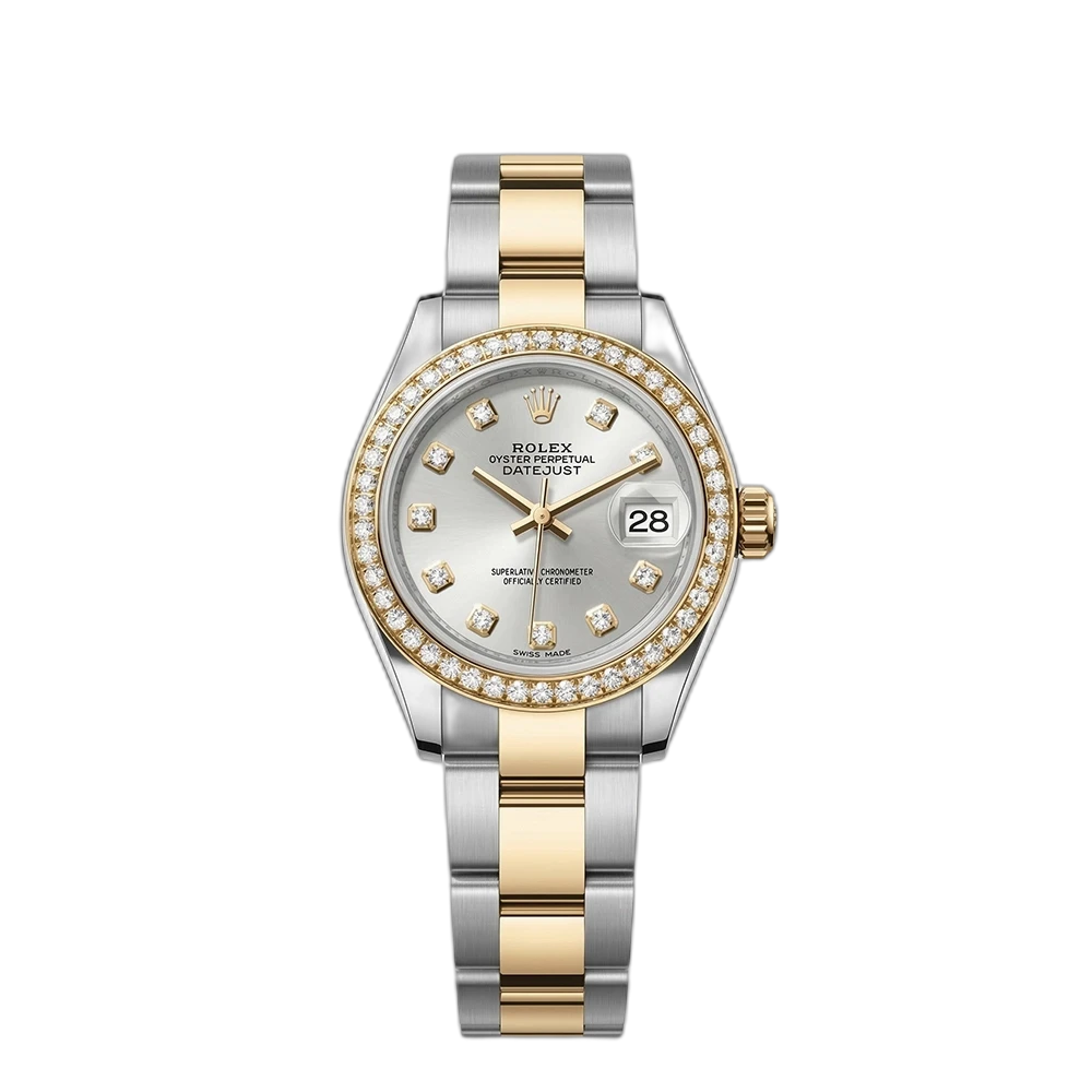 レディ デイトジャスト 28 279383RBRシルバー 10Pダイヤ オイスターブレス