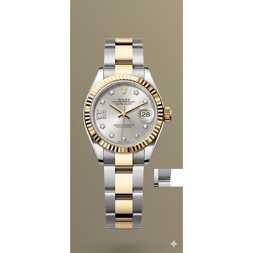 レディ デイトジャスト 28 279173 シルバー 9P/IXダイヤ オイスターブレス