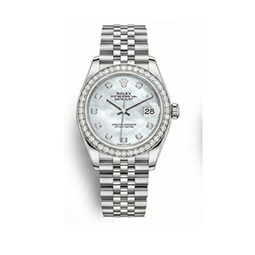 レディ デイトジャスト 28 279384RBR ホワイトシェル 10Pダイヤ ジュビリーブレス