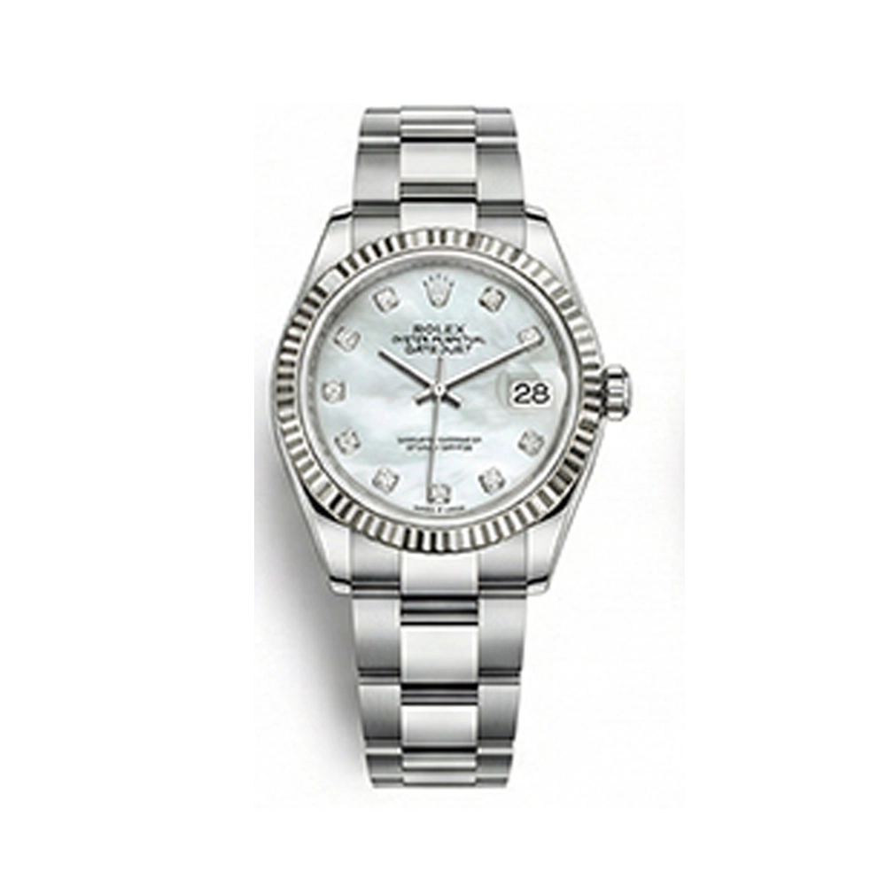 レディ デイトジャスト 28 279174NG ホワイトシェル 10Pダイヤバーインデックス オイスターブレス