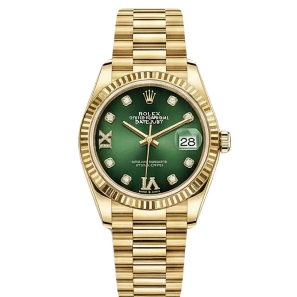 デイトジャスト 31 278278G グリーンオンブレ VIダイヤ プレジデントブレス