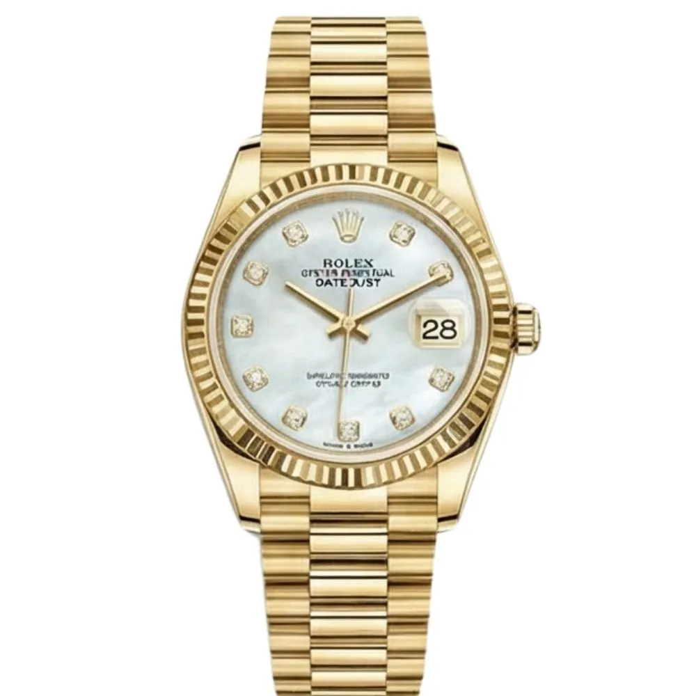 デイトジャスト 31 278278G ホワイトシェル 10Pダイヤ プレジデントブレス